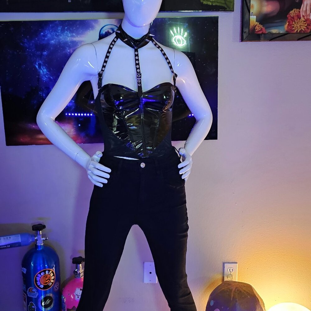 Widow Spiked Collar Halter Top